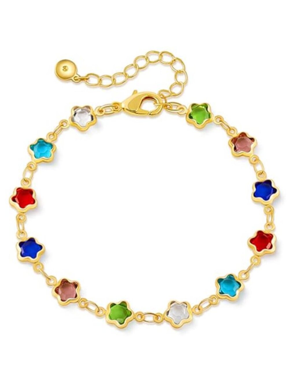 Women's 18K Gold Plated Anklet Multicolor Crystal Ankle Bracelet Boho
